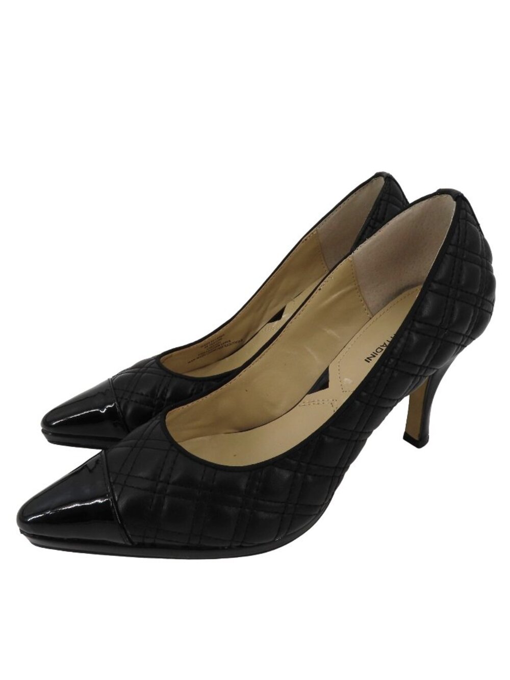 Adrienne Vittadini Women 9 Jantine Black Quilted Leather Pointed Toe Pumps Heels